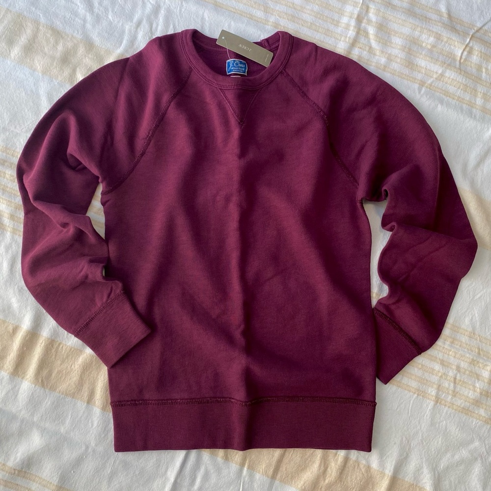 J. Crew NWT 🍇🍷100%Cotton Old School French Terry Raglan Sleeve Sweatshirt